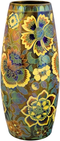 Zsolnay Cigar vase décored with Hungarian motifs, Zsolnay, 1898