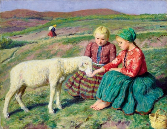 Glatz Oszkár (1872-1958) Gyerekek báránnyal, 1939