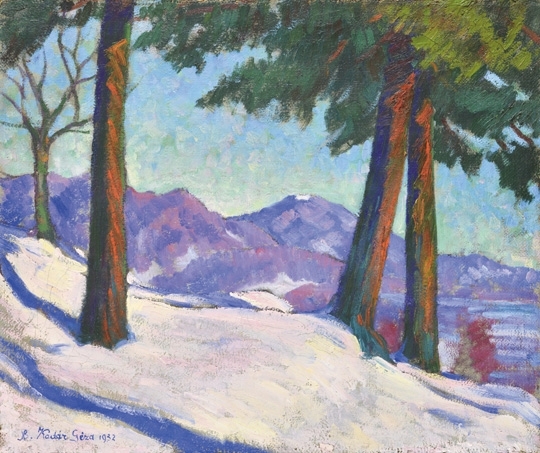 Kádár Géza (1878-1952) Rálátás a Magas-hegyre (Téli táj), 1932