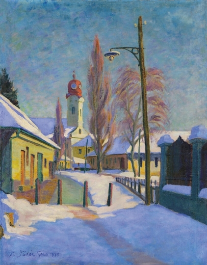 Kádár Géza (1878-1952) Baia Mare at Winter, 1933