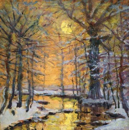 Mednyánszky László (1852-1919) Sunset at Winter in the forest