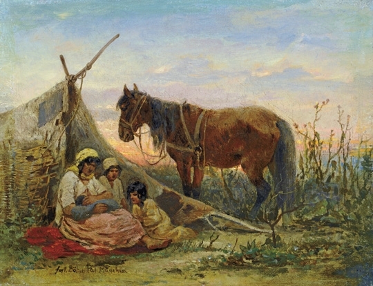Böhm Pál (1839-1905) Esti pihenő