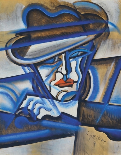 Scheiber Hugó (1873-1950) Portrait of a man in hat