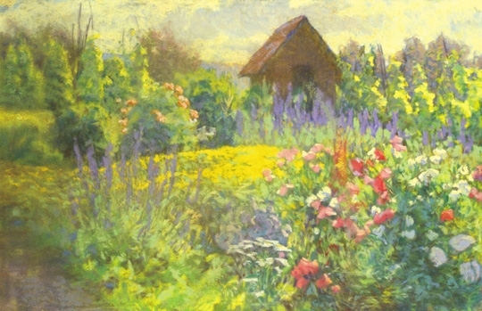 Poll Hugó (1867-1931) Flowery garden