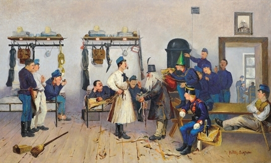 Hollósy Simon (1857-1918) Vidám helyőrség (Mulatozó bakák)