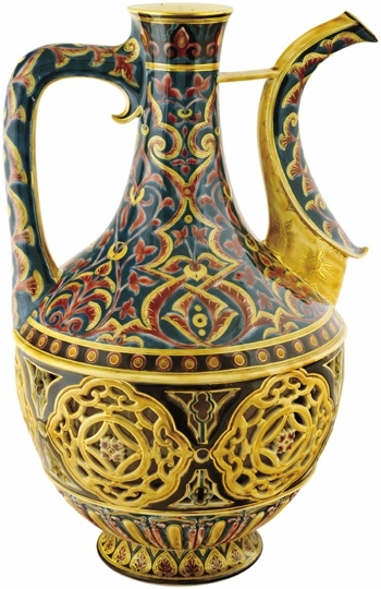 Zsolnay Pitcher with tracery, Zsolnay, after 1878