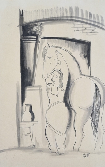 Kádár Béla (1877-1956) Composition with a horse