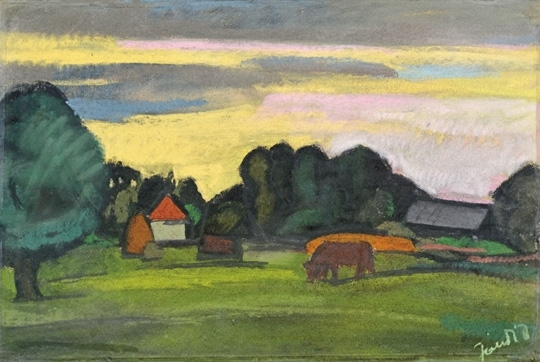 Jándi Dávid (1893-1944) Landscape in the sunset