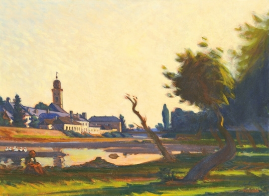 Mikola András (1884-1970) Baia Mare in the sunset