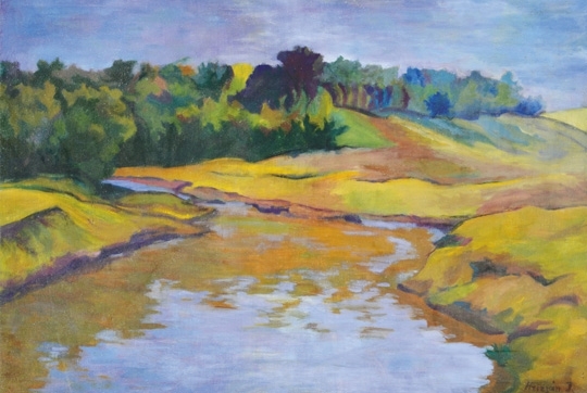 Krizsán János (1866-1948) Autumn landscape with a river