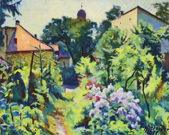 Ziffer Sándor (1880-1962) The artist's garden in Baia Mare, 1955