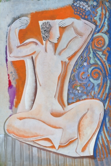 Kádár Béla (1877-1956) Sitting red nude