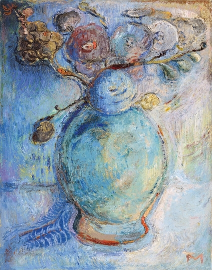 Tóth Menyhért (1904-1980) Blue floral still-life