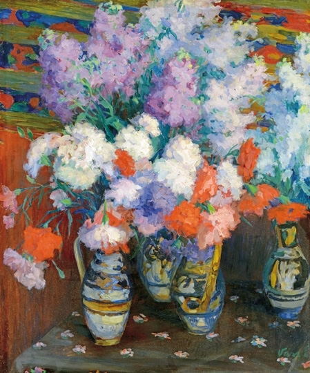 Vass Elemér (1887-1957) Still-life with flowers