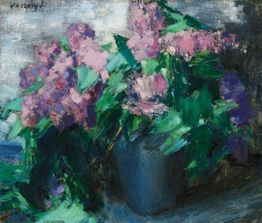 Vaszary János (1867-1939) Purple flowers