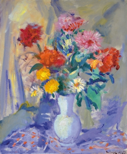 Márffy Ödön (1878-1959) Still-life with flowers,  around 1950