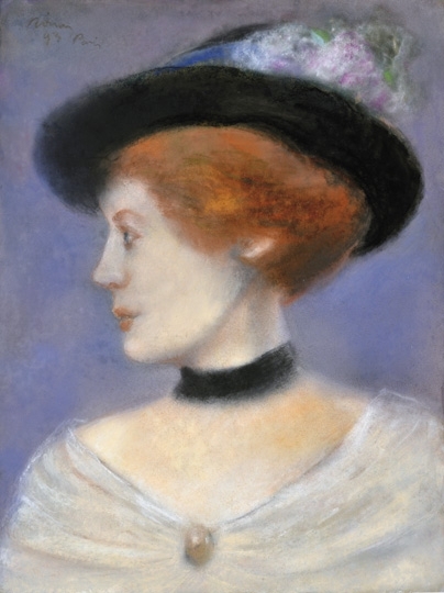 Rippl-Rónai József (1861-1927) Portrait of a lady in a hat, 1893