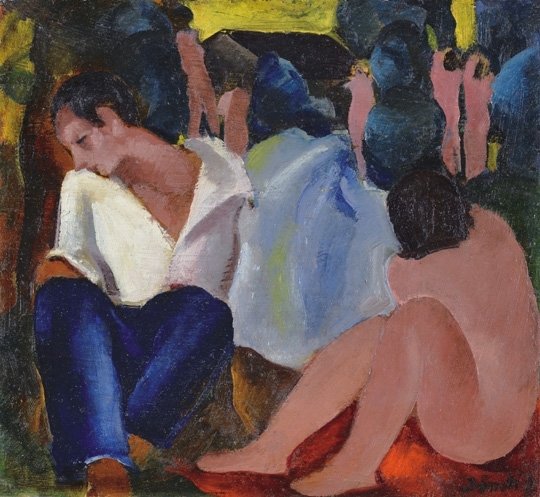 Jándi Dávid (1893-1944) Painter with a nude
