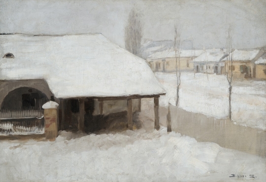 Bihari Sándor (1855-1906) Téli utca Szolnokon