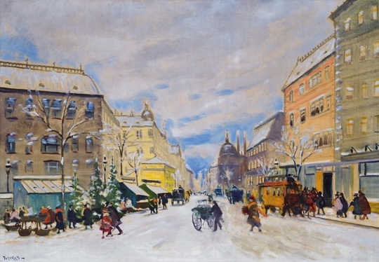 Berkes Antal (1874-1938) Téli utcarészlet