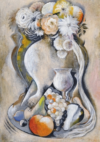 Kádár Béla (1877-1956) Virágcsendélet gyümölcsökkel