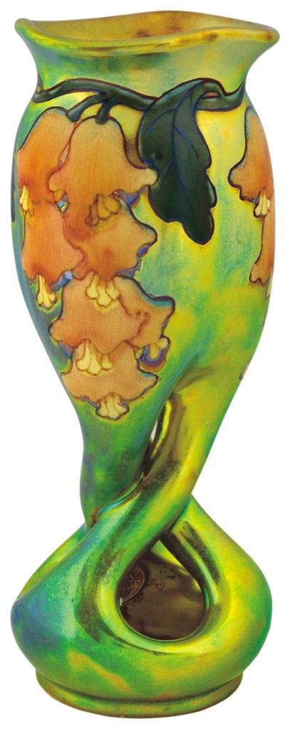 Zsolnay Spirated vase with bell-flower decor, Zsolnay, 1900