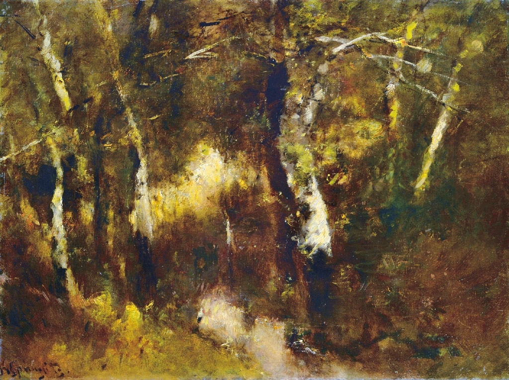 K. Spányi Béla (1852-1914) Forest at twilight