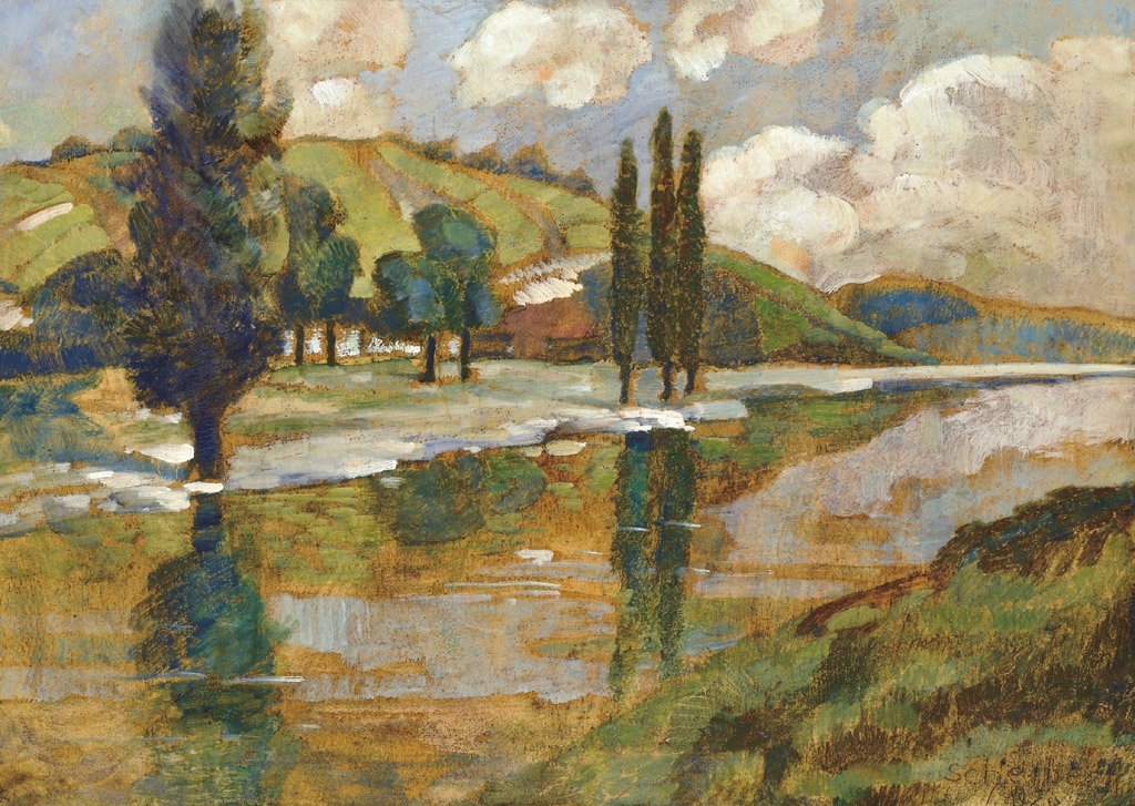 Scheiber Hugó (1873-1950) Riverside trees, 1920