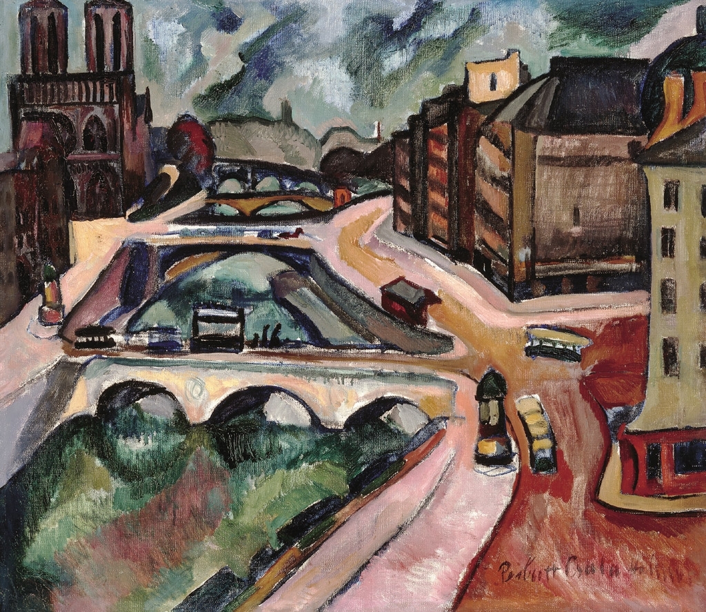 Perlrott-Csaba Vilmos (1880-1955) View of Paris with the Notre Dame