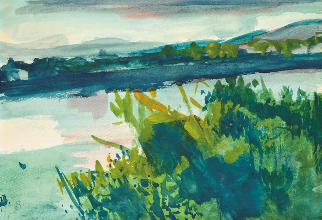 Bernáth Aurél (1895-1982) Landscape near the Danube, 1975