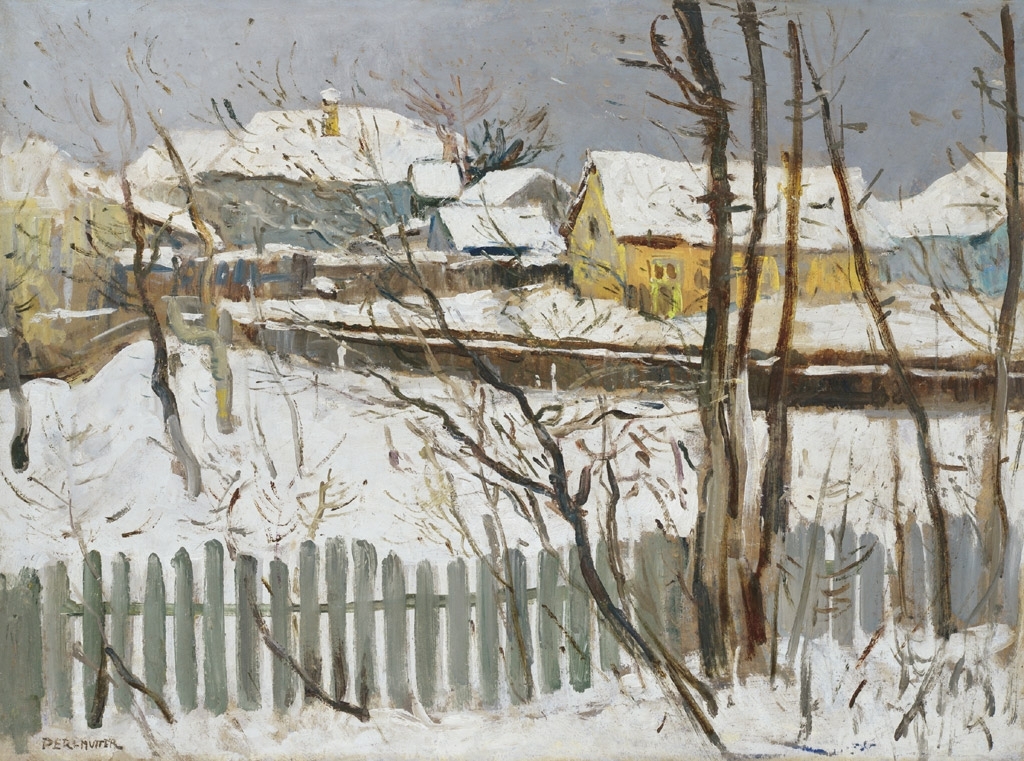 Perlmutter Izsák (1866-1932) Street at Winter