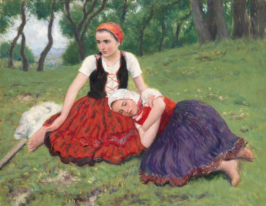 Glatz Oszkár (1872-1958) Pihenő lányok, 1942