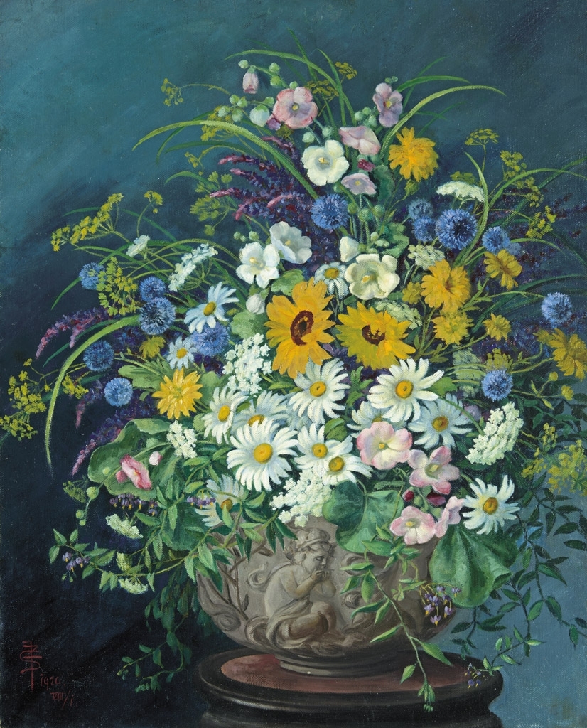 Zsolnay Júlia (1856-1950) Still life with flowers, 1920