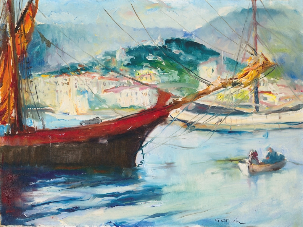 Fried Pál (1893-1955) Mediterranean harbour
