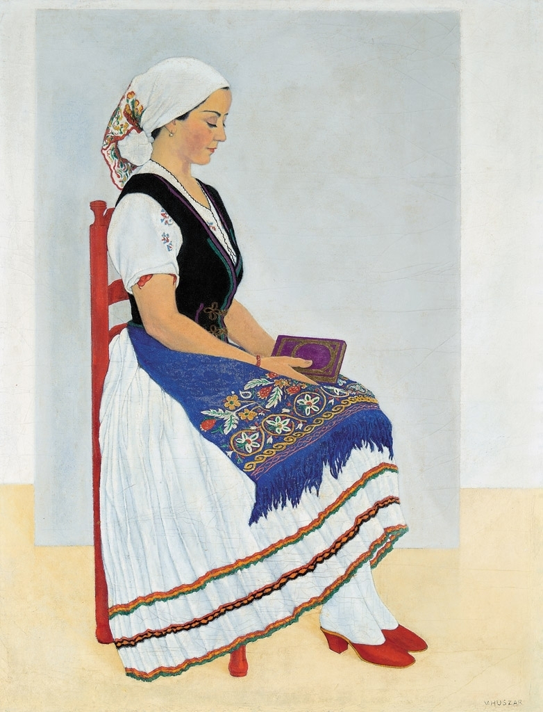 Huszár Vilmos (1884-1960) Lány népviseletben, 1930-as évek eleje