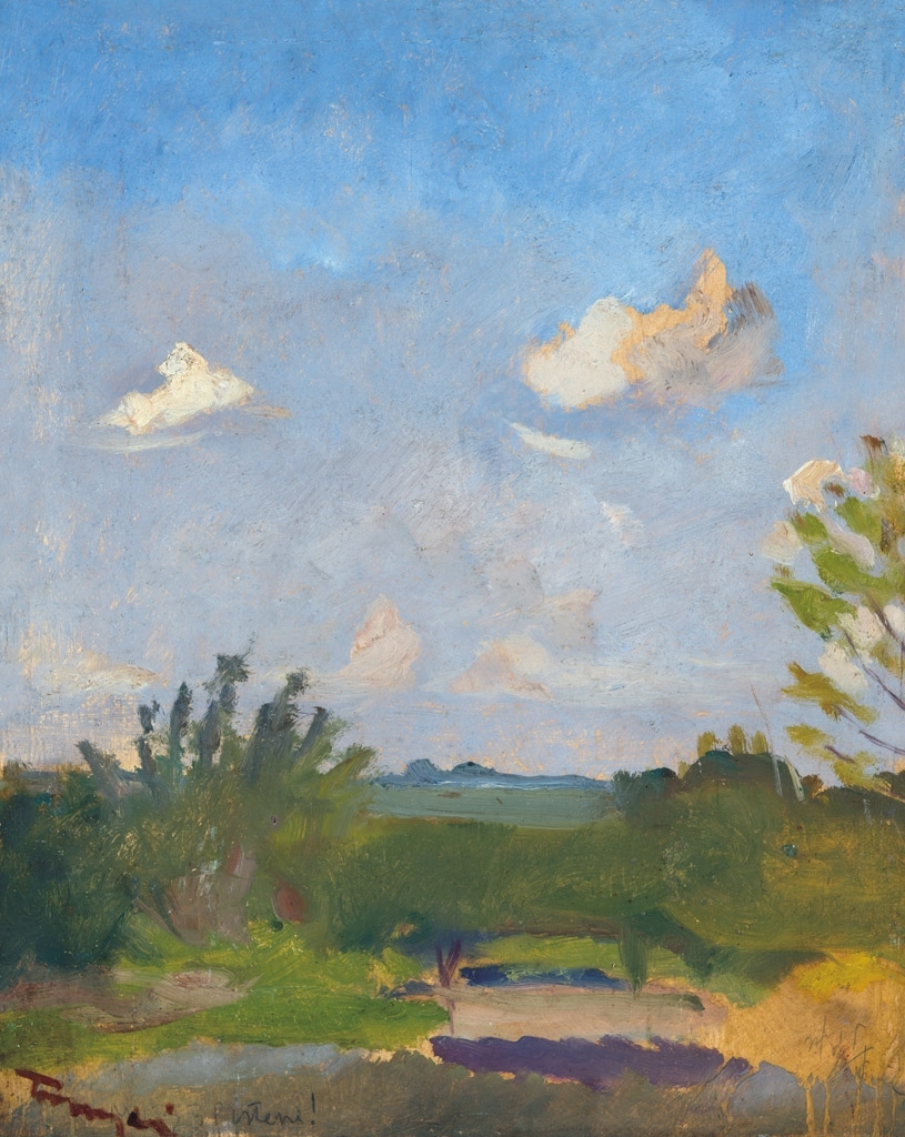 Tornyai János (1869-1936) Sunny view, On the reverse: Bright sunshine