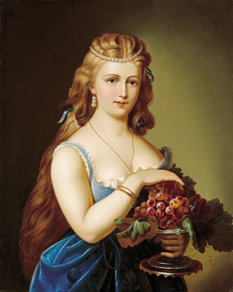 Ismeretlen festő Girl with Basket of Fruits, 1857
