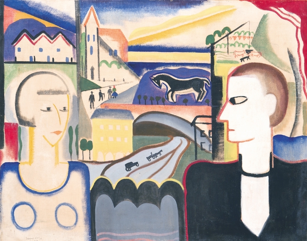 Rafael Viktor (1900-1981) Modern Ádám és Éva (Férfi és nő), 1927 Hátoldalon: Férfiportré