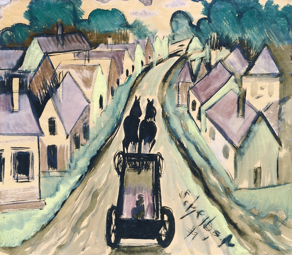 Scheiber Hugó (1873-1950) Cart on the Main road