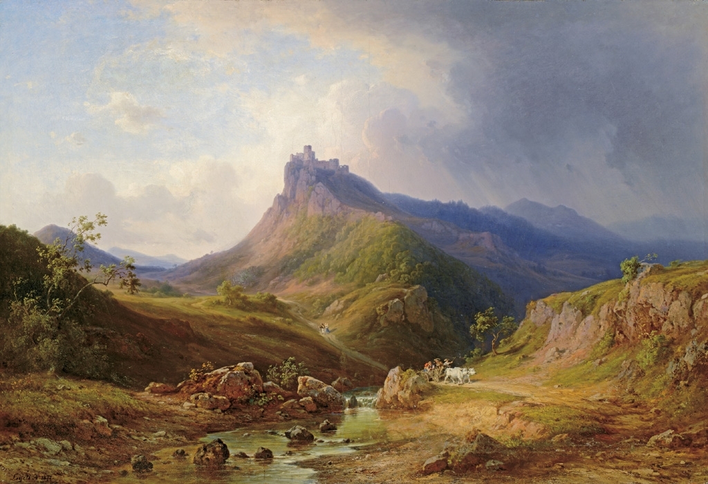 Ligeti Antal (1823-1890) Highland with a Castle, 1877
