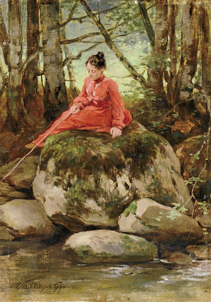 Vastagh György (1834-1922) Young Lady on the Riverbank