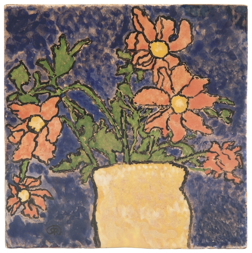 Zsolnay Tile Image with Still Life with Flowers, I., 1898