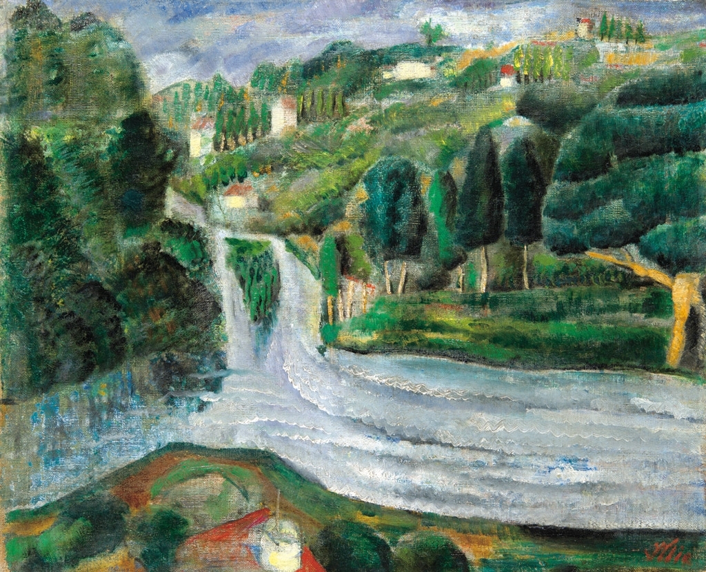 Klie Zoltán (1897-1992) Landscape with river, 1927