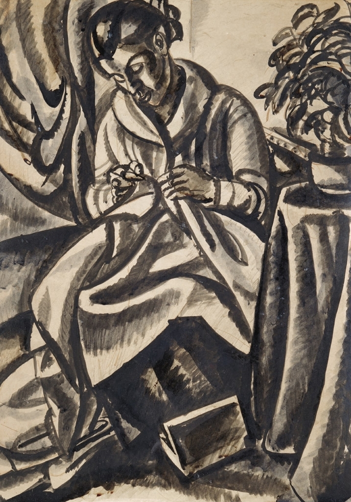 Uitz Béla (1887-1972) Sewing woman, 1918-1919