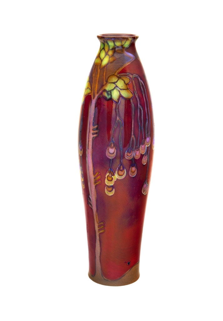 Zsolnay Váza, körbefutó akácfás díszítménnyel, ZSOLNAY, 1906
