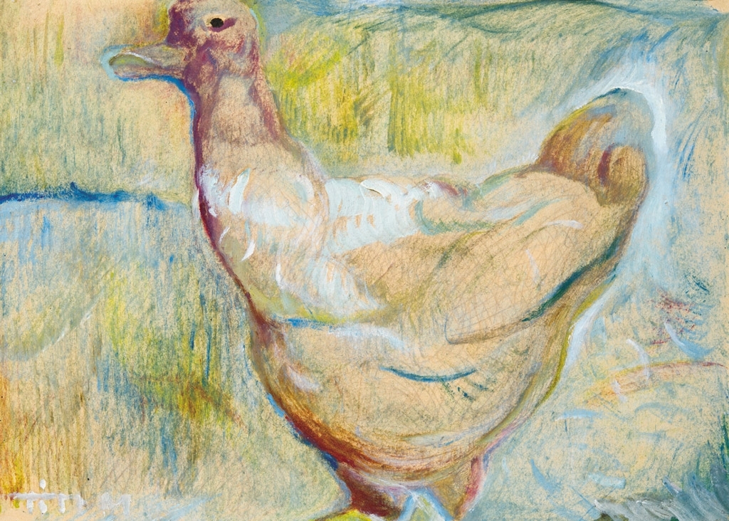 Tóth Menyhért (1904-1980) Duck, On the reverse: Portrait of a Girl (pencil draft)
