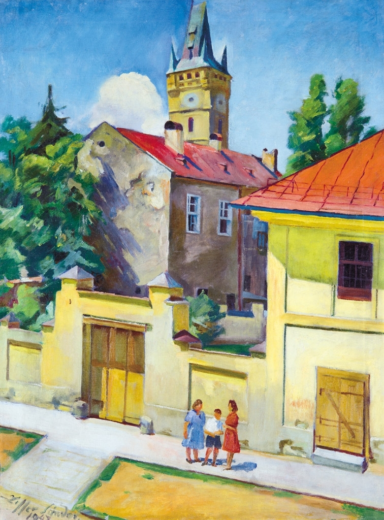 Ziffer Sándor (1880-1962) Baia Mare with Stephen's Tower, 1947