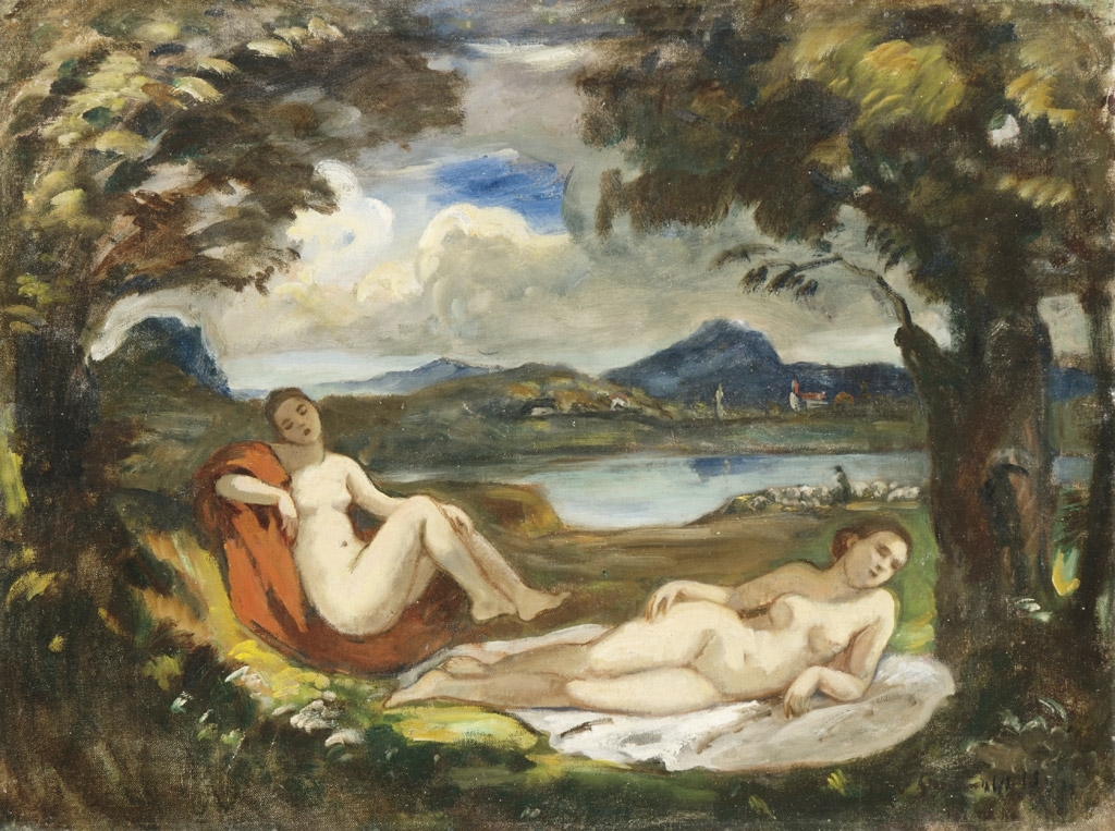 Iványi Grünwald Béla (1867-1940) Bathers in a classical scenery