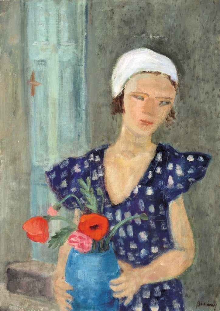 Berény Róbert (1887-1953) Little girl with poppies, 1935