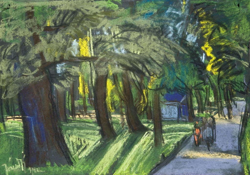 Jándi Dávid (1893-1944) Tree-lined street in Baia Mare, 1942